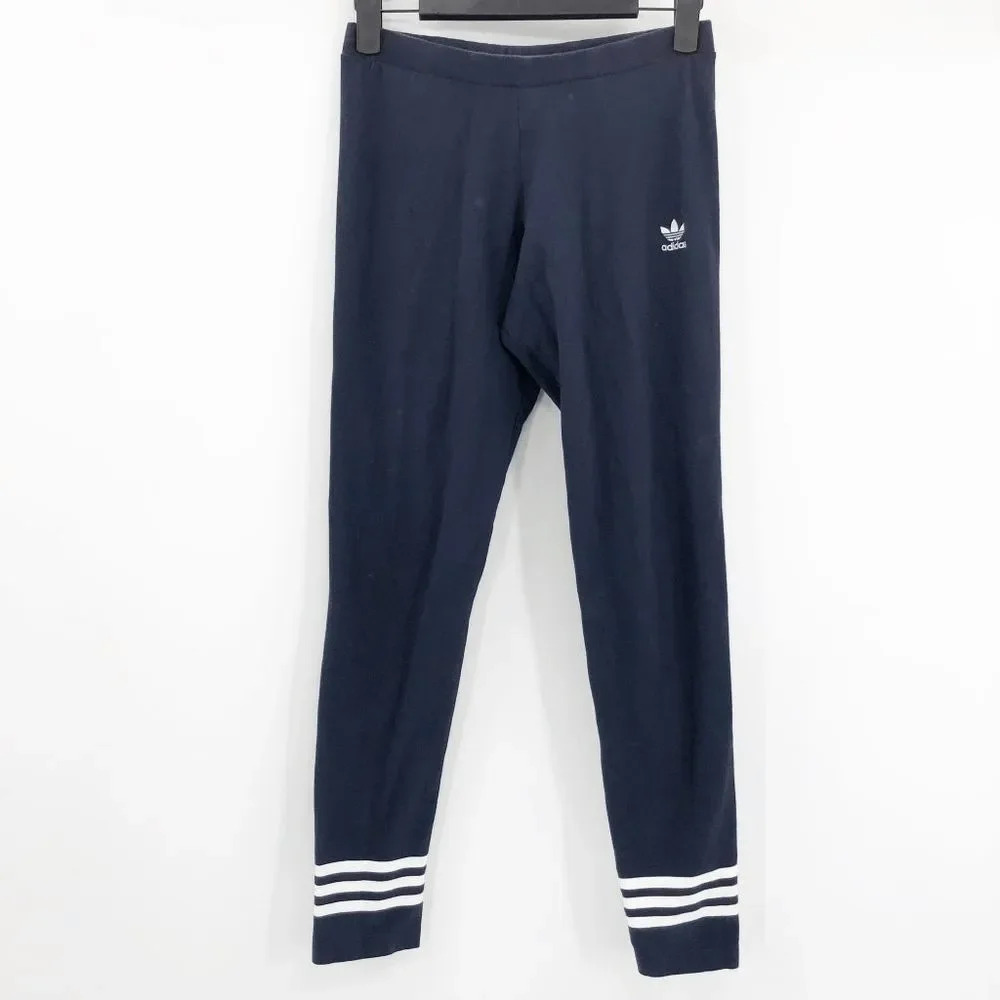 Adidas Women's Blue 3 Stripes Workout Leggings Size S